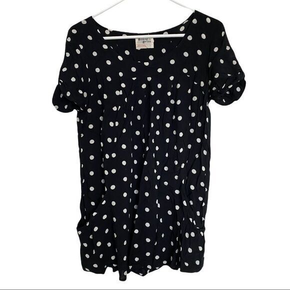 Anthropologie‎ Holding Horses Black/white polka dot tunic top blouse size small - Picture 2 of 6